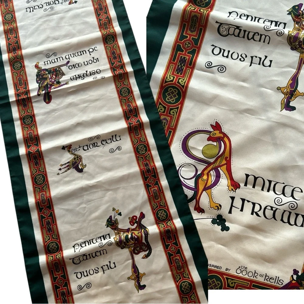 VINTAGE Irish Gaelic Scarf - Inspired by the‎ Book of Kells 53×12